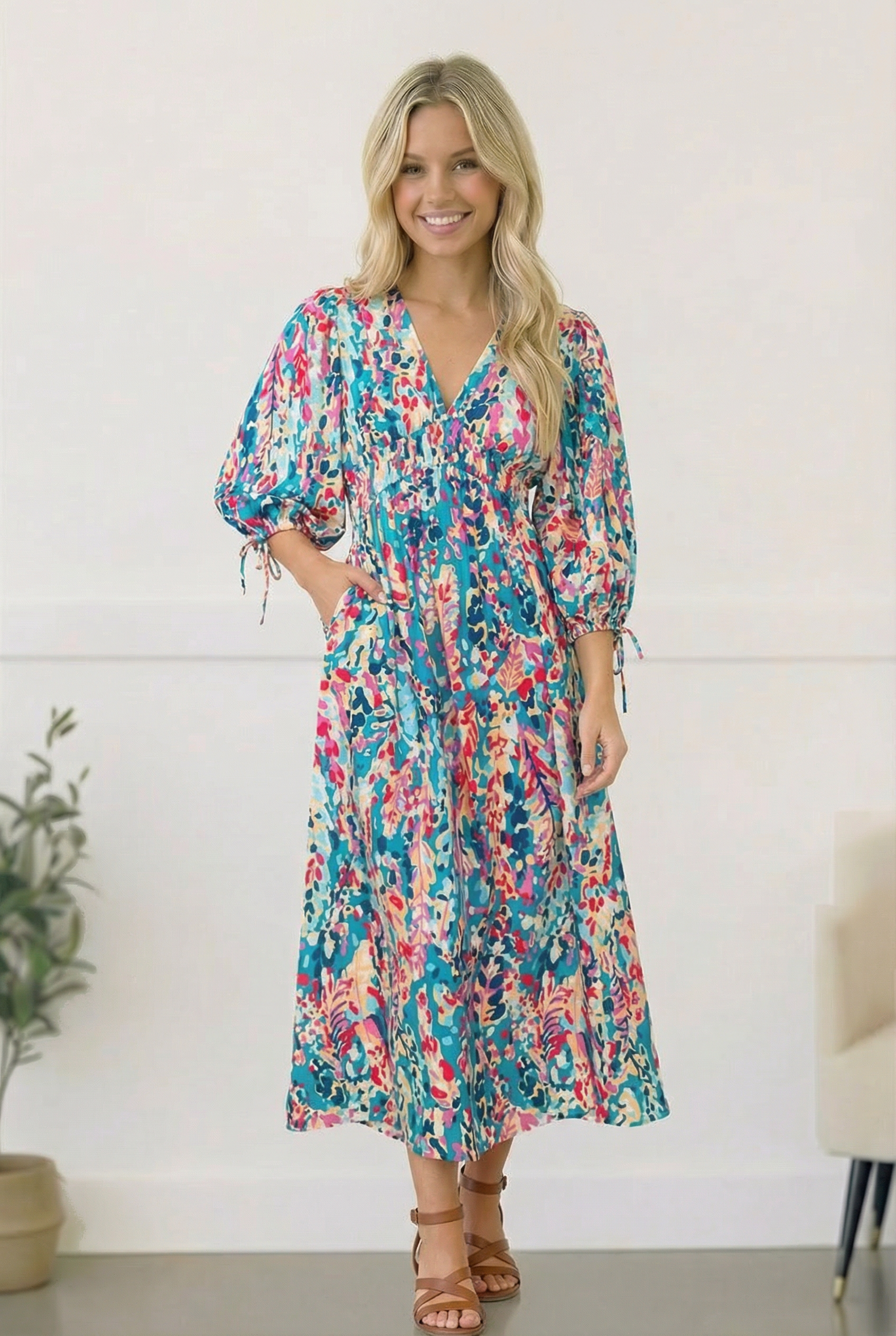 Pop of Paradise Turquoise Dress