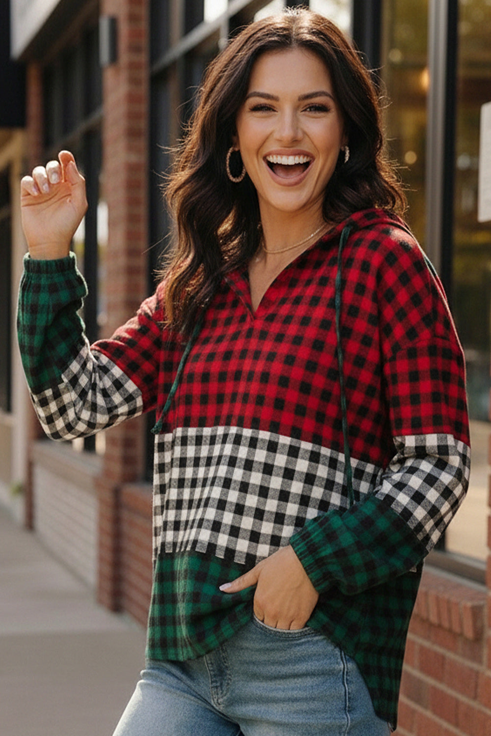 Holiday Cheer Check Hoodie